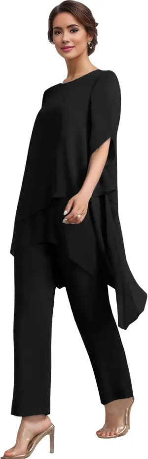 2 Pieces Mother of The Bride Pant Suits for Wedding Chiffon Pant Suits for Women Dressy 2025