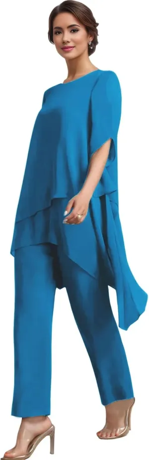 2 Pieces Mother of The Bride Pant Suits for Wedding Chiffon Pant Suits for Women Dressy 2025