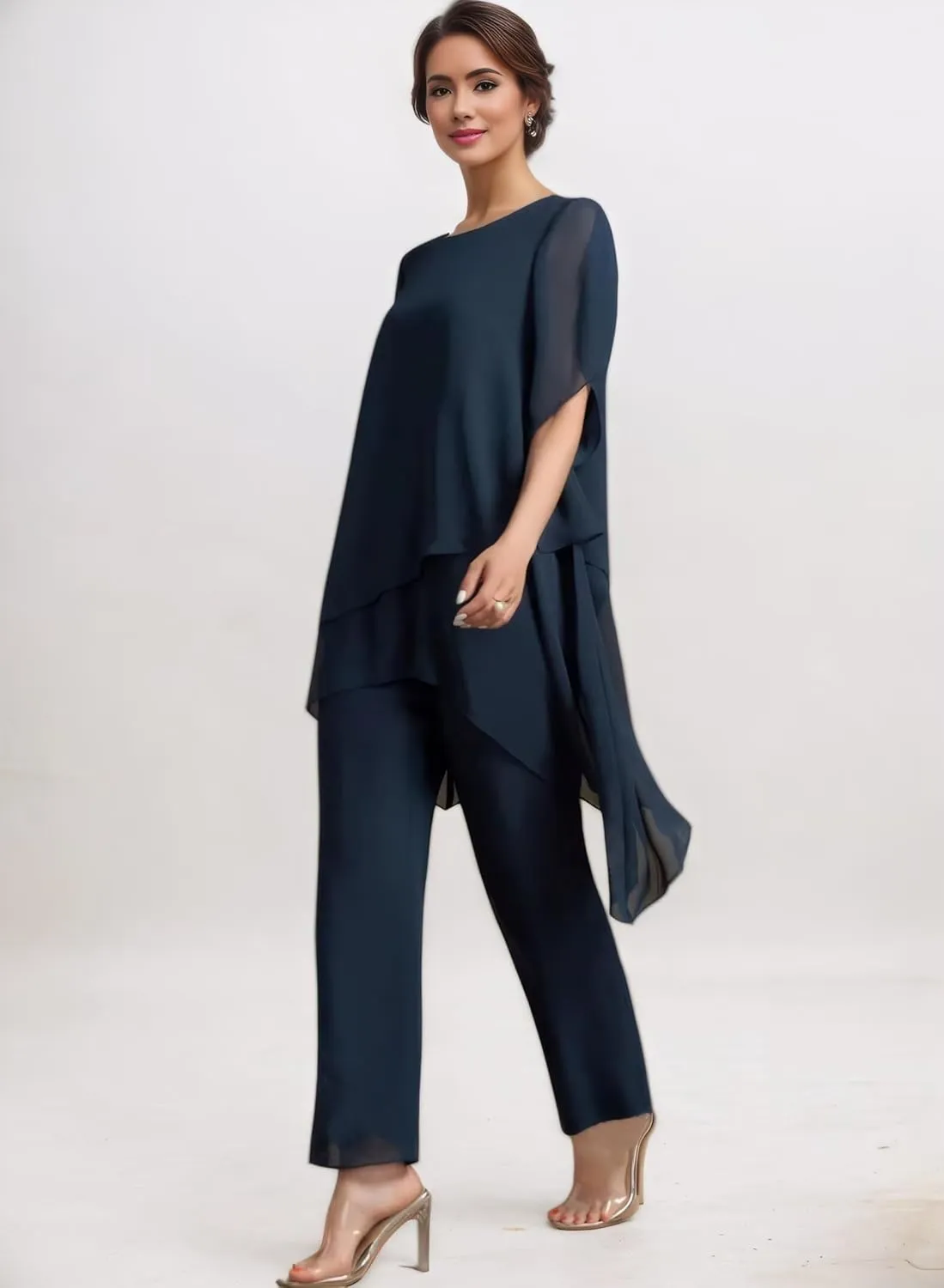 2 Pieces Mother of The Bride Pant Suits for Wedding Chiffon Pant Suits for Women Dressy 2025