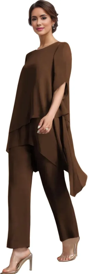 2 Pieces Mother of The Bride Pant Suits for Wedding Chiffon Pant Suits for Women Dressy 2025