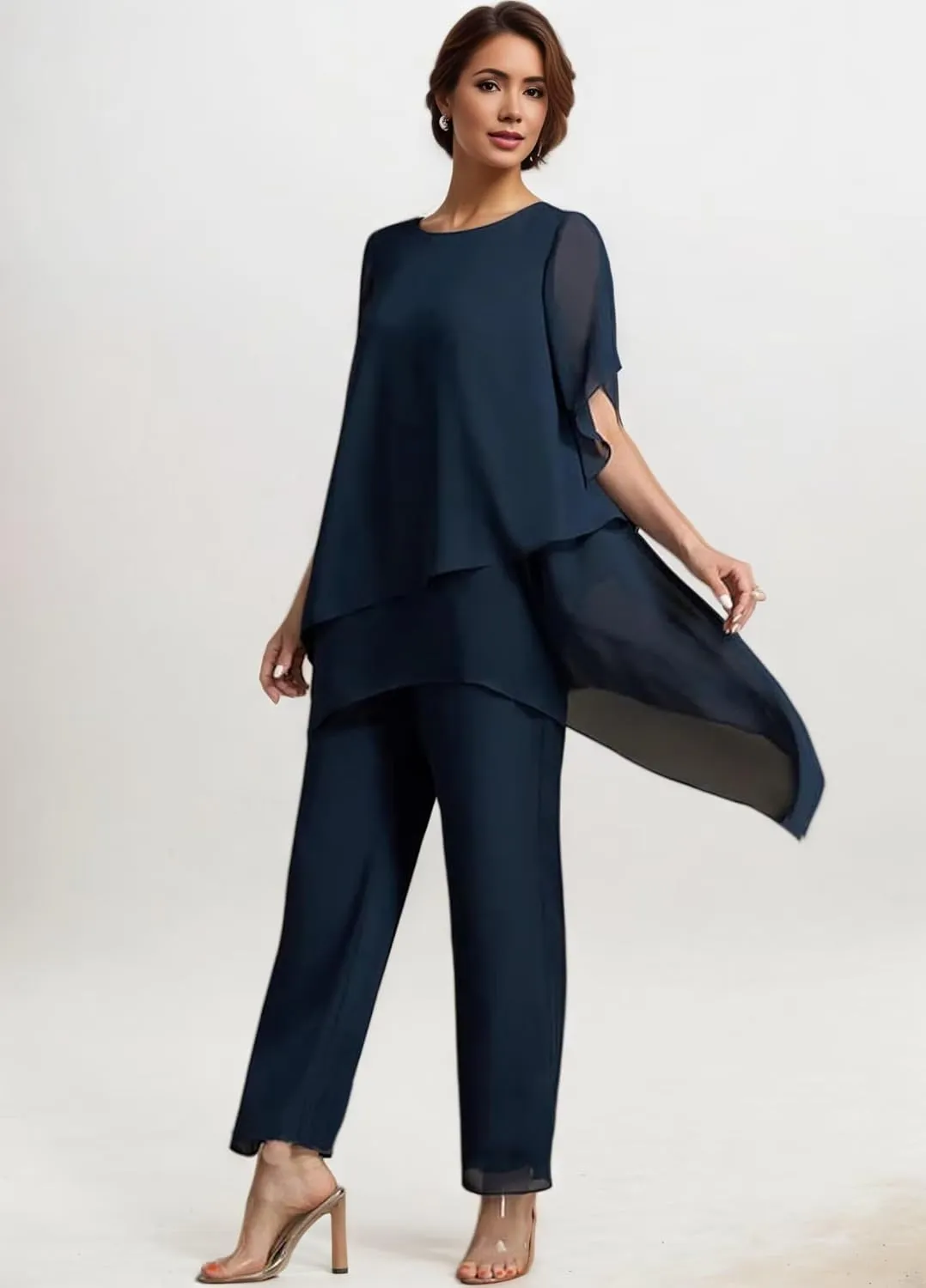 2 Pieces Mother of The Bride Pant Suits for Wedding Chiffon Pant Suits for Women Dressy 2025