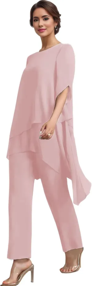 2 Pieces Mother of The Bride Pant Suits for Wedding Chiffon Pant Suits for Women Dressy 2025