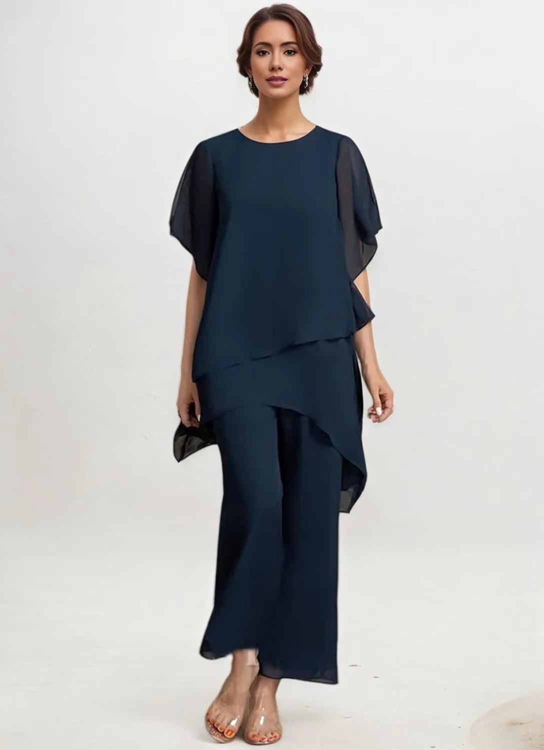 2 Pieces Mother of The Bride Pant Suits for Wedding Chiffon Pant Suits for Women Dressy 2025