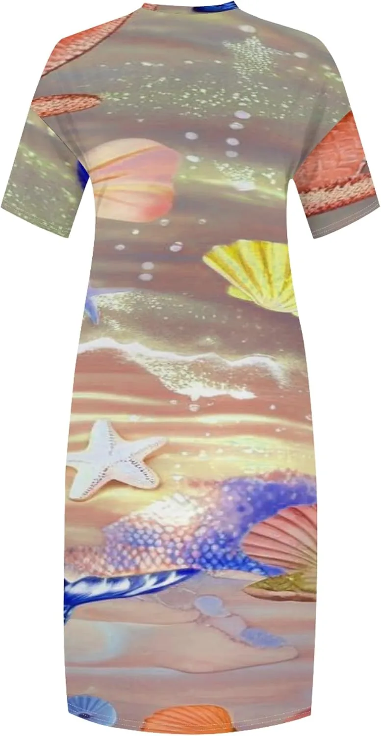 2024 Fahion Women's Plus Size Maxi Dresses Summer V Neck Casual Short Sleeve Party Long Sundress XL-6XL with Pockets