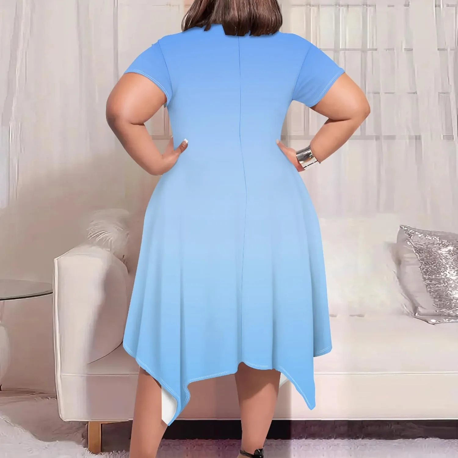 2024 Women's Summer Plus Size Casual Loose Short Sleeve Long T Shirt Midi Dress Beach Maxi Sundress Travel Vacation Outfits