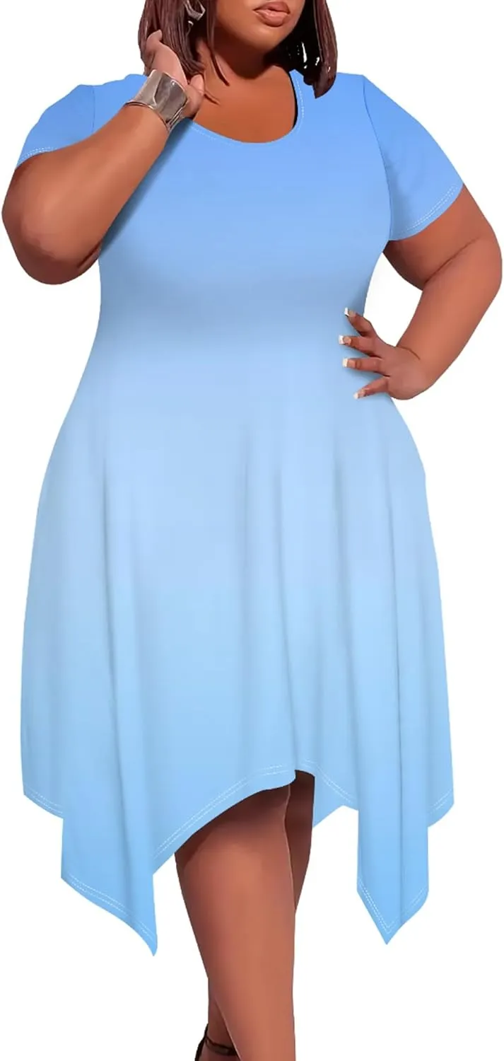 2024 Women's Summer Plus Size Casual Loose Short Sleeve Long T Shirt Midi Dress Beach Maxi Sundress Travel Vacation Outfits