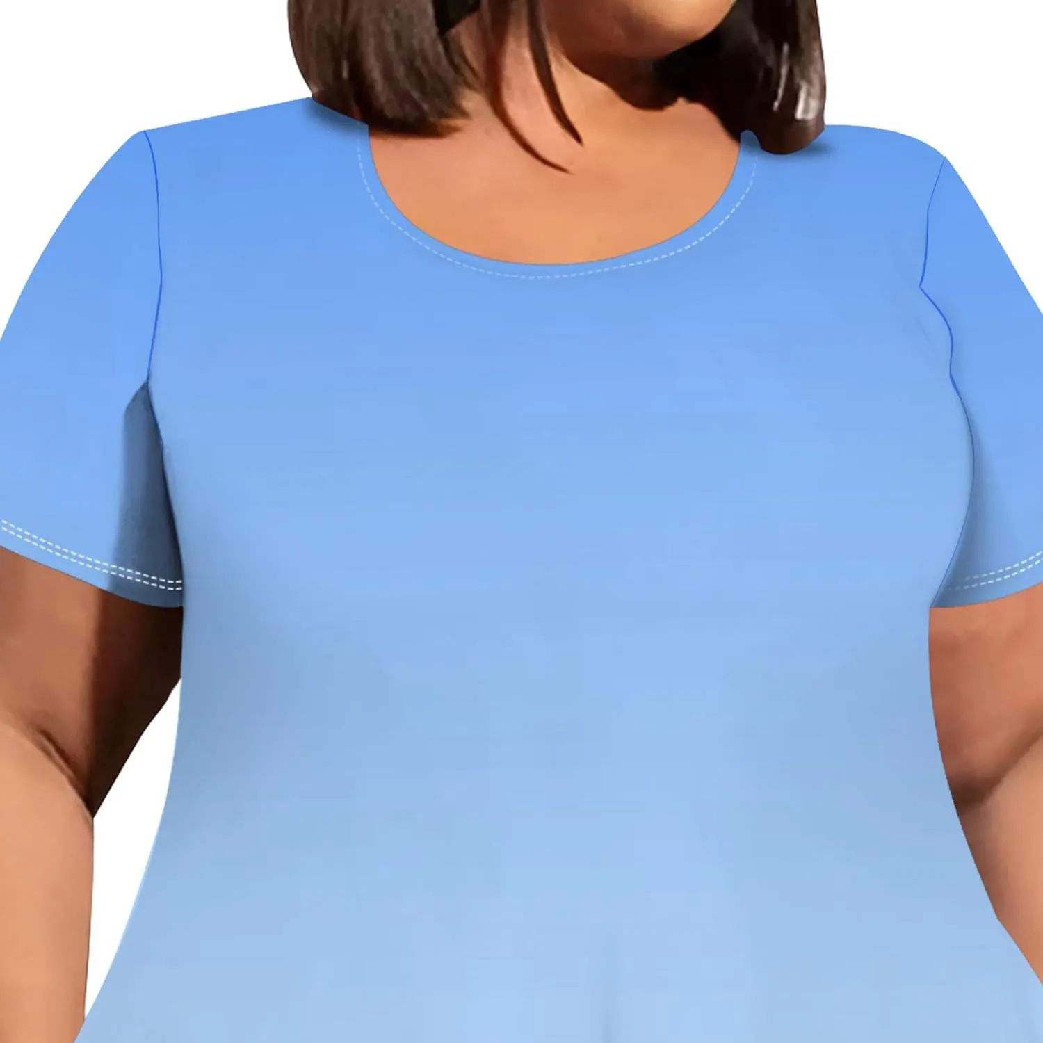 2024 Women's Summer Plus Size Casual Loose Short Sleeve Long T Shirt Midi Dress Beach Maxi Sundress Travel Vacation Outfits