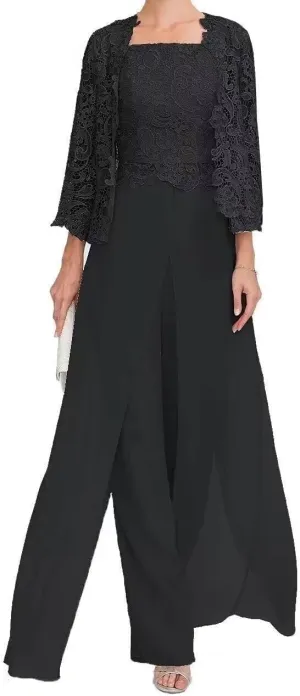3 Pieces Mother of The Bride Pants Suits Formal Outfit for Womens Pantsuits Grandmother of The Bride Dresses