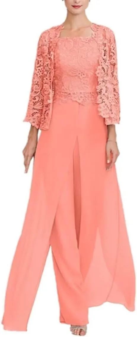 3 Pieces Mother of The Bride Pants Suits Formal Outfit for Womens Pantsuits Grandmother of The Bride Dresses