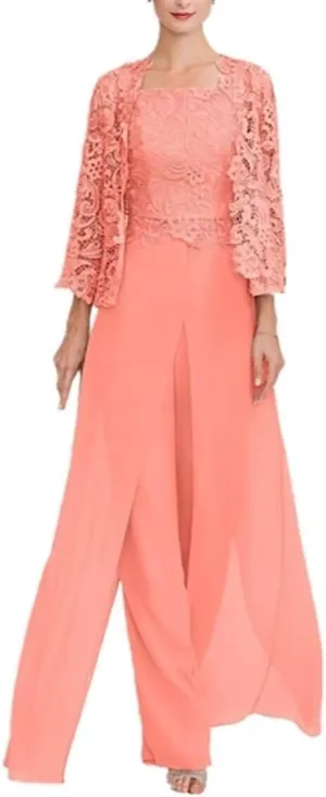 3 Pieces Mother of The Bride Pants Suits Formal Outfit for Womens Pantsuits Grandmother of The Bride Dresses