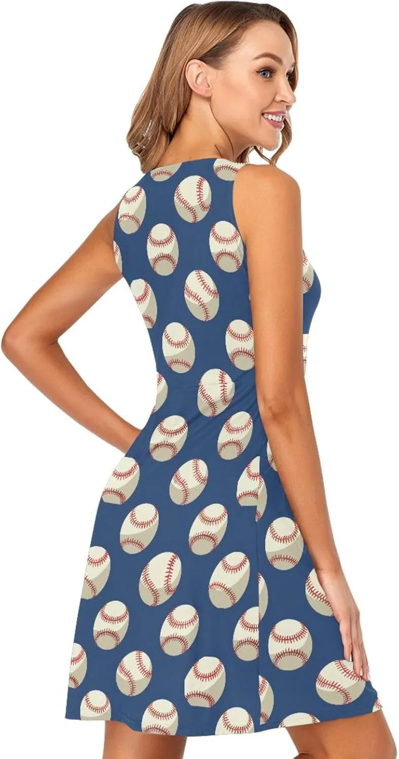 ALAZA Swan Flower Floral Women Summer Dresses Casual Sleeveless Sundress with Pockets Tank Dress