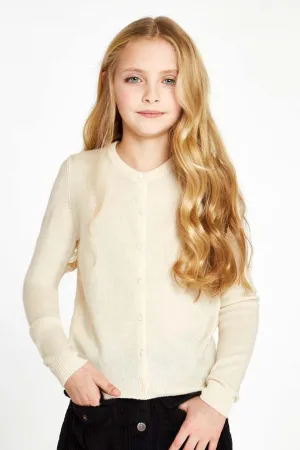 Autumn Cashmere Girls Cardigan - Ivory (Size 4/5 left)