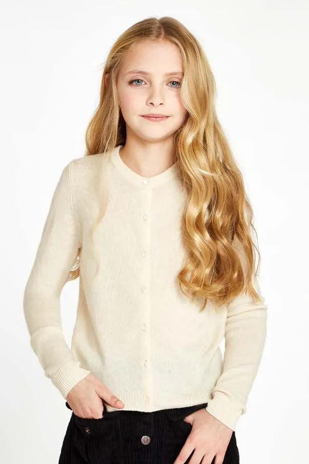 Autumn Cashmere Girls Cardigan - Ivory (Size 4/5 left)