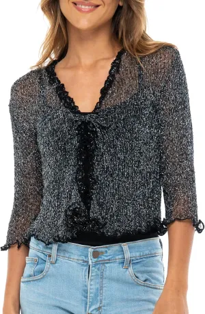 Back From Bali Womens Sheer Shrug Ruffle Cardigan Lightweight Sweater Bolero Arm Cover