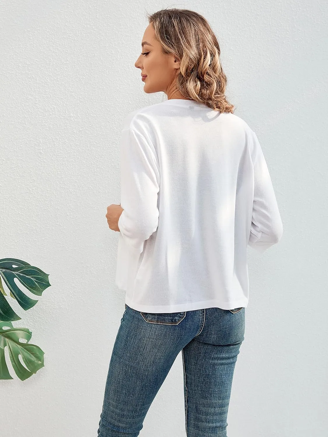BENANCY Women 3/4 Sleeves Bolero Shrugs Open Front Lightweight Cardigan