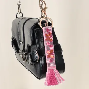 Bling Rhinestone Wrist Lanyard for Women Keychain Wristlet Cute Key Holder for Car Keys ID Badges Purse Charm