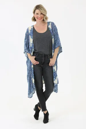 Blue Printed Kimono