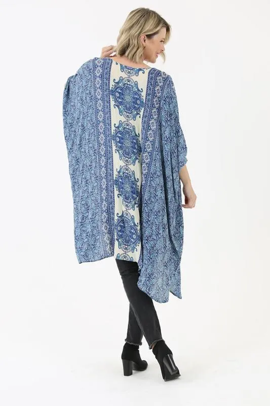 Blue Printed Kimono