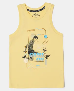 Boy's Super Combed Cotton Graphic Printed Tank Top - Malibu Blue