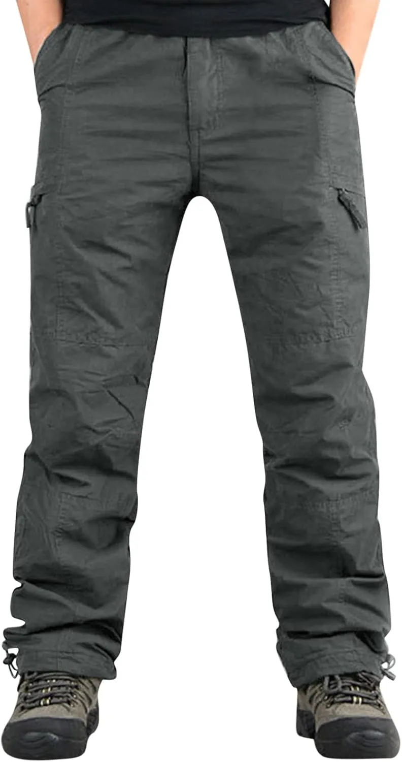 Cargo Pants for Men Relaxed Fit Sweatpants Slim Fit Workout Training Thigh Mesh Gym Jogger Pants with Zipper Pockets