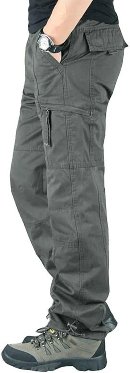 Cargo Pants for Men Relaxed Fit Sweatpants Slim Fit Workout Training Thigh Mesh Gym Jogger Pants with Zipper Pockets