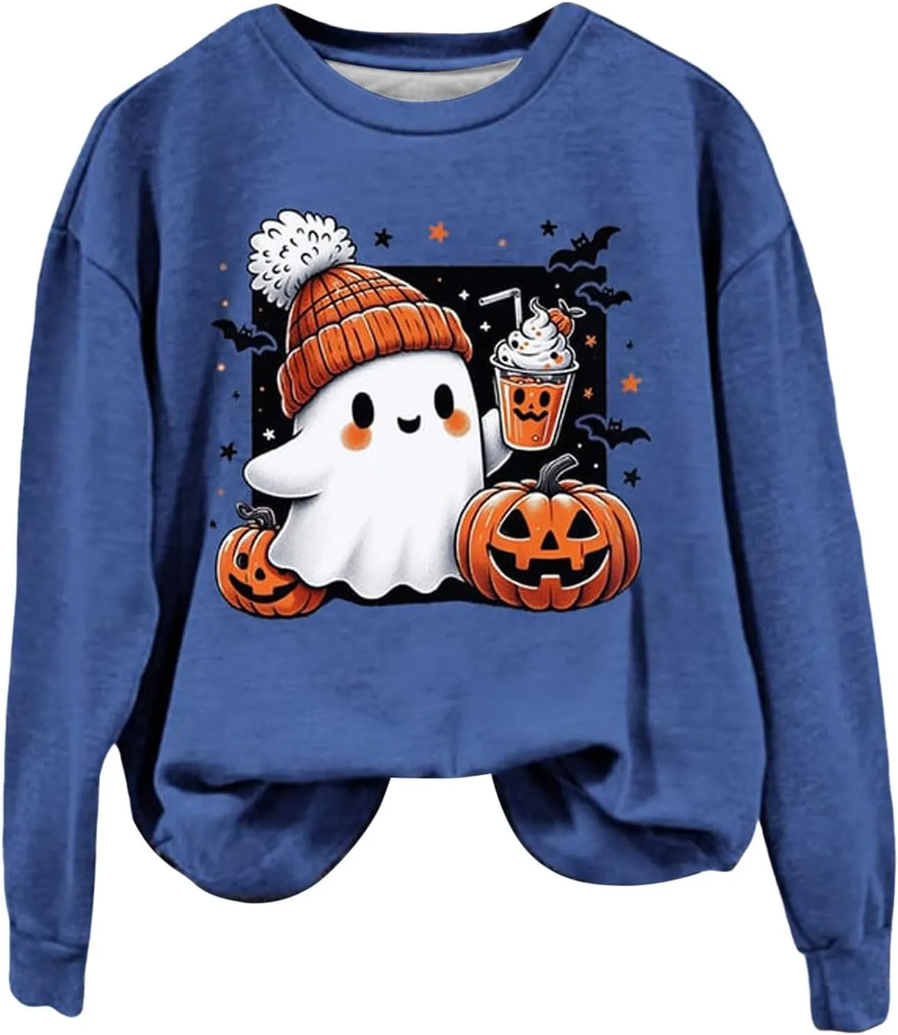 Christmas Halloween Sweatshirts For Women Pumpkin Ghost Pullover Sweater Cute Trendy Sweatshirt Funny Graphic Clothes