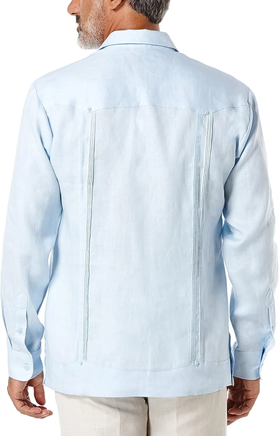 Cubavera Men's 100% Linen Four-Pocket Long Sleeve Guayabera Shirt, Pintuck Detail, Relaxed Fit (Available in Big & Tall)