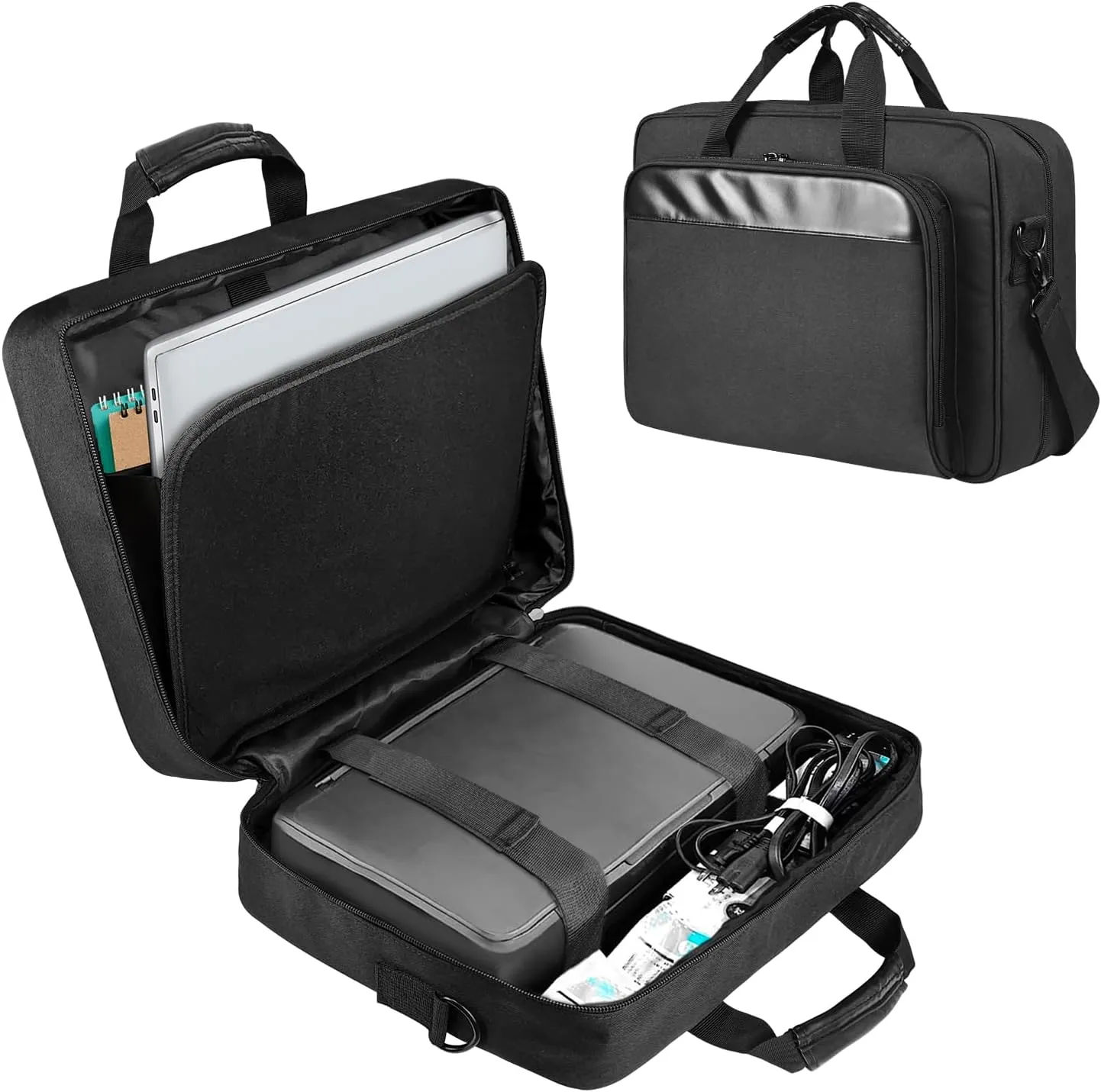 Double-Layer Portable Mobile Printer Storage Bag, Unisex-Adult with Crossbody Multiple Pockets Laptop Bag Up to 16.14 inches for Laptop or Tablet, Sleek, Durable for Travel, Business, Men, Women