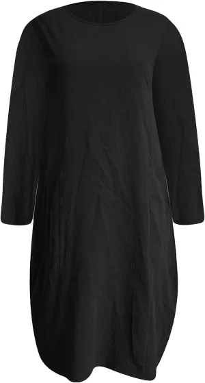 Dresses for Women 2024,Summer Casual Loose Long Top Crewneck 3/4 Sleeve Solid Lightweight Plus Size Dress with Pocket