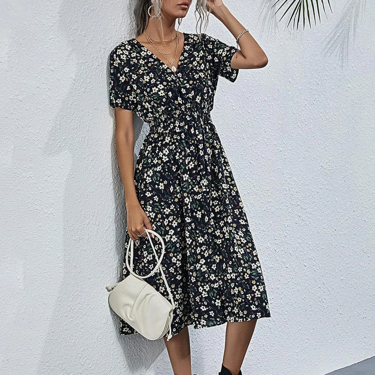 Dresses for Women 2025 Spring Summer Casual Women Dresses Spring Floral Print Women Dresses Spring