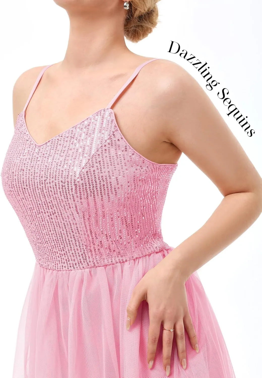Dressystar Women's Sparkly Sequin Glitter Dress Spaghetti Strap Cocktail Party Dresses