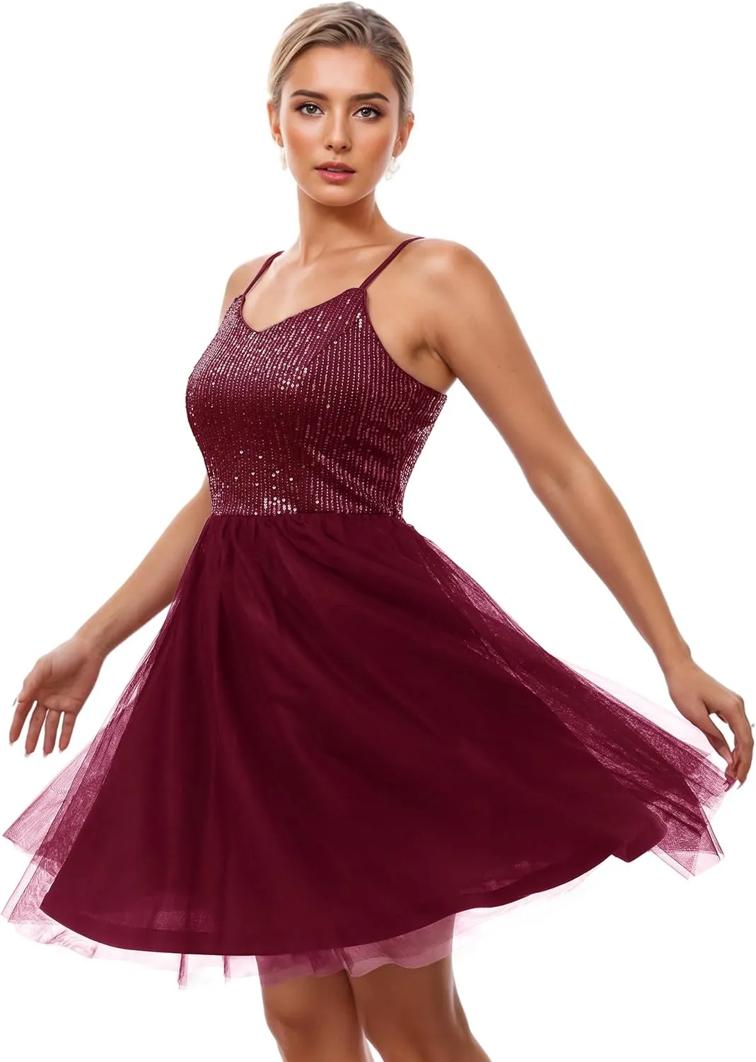 Dressystar Women's Sparkly Sequin Glitter Dress Spaghetti Strap Cocktail Party Dresses