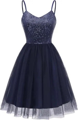 Dressystar Women's Sparkly Sequin Glitter Dress Spaghetti Strap Cocktail Party Dresses