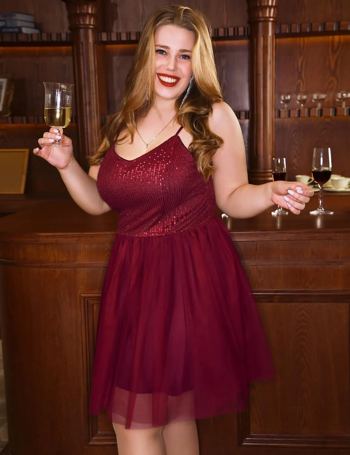 Dressystar Women's Sparkly Sequin Glitter Dress Spaghetti Strap Cocktail Party Dresses