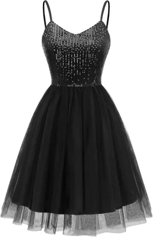 Dressystar Women's Sparkly Sequin Glitter Dress Spaghetti Strap Cocktail Party Dresses