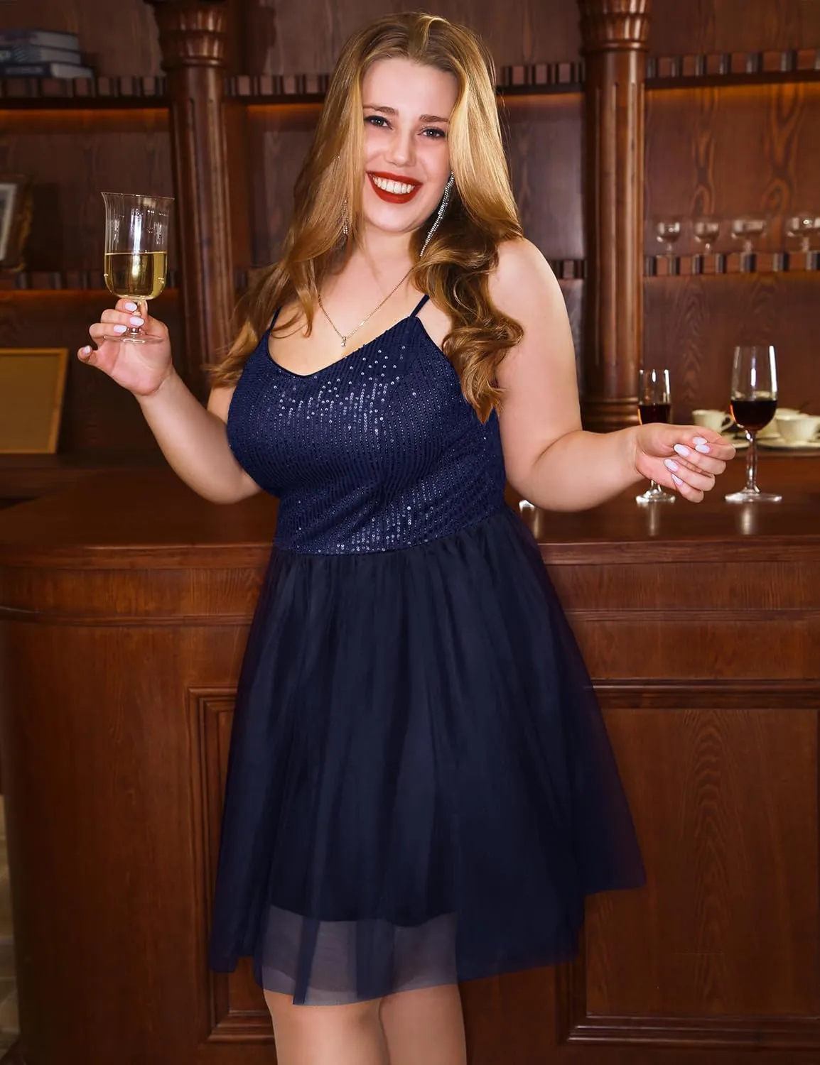 Dressystar Women's Sparkly Sequin Glitter Dress Spaghetti Strap Cocktail Party Dresses