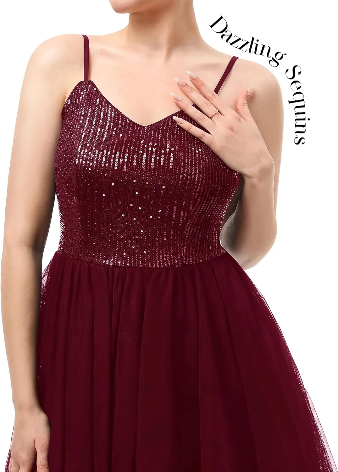 Dressystar Women's Sparkly Sequin Glitter Dress Spaghetti Strap Cocktail Party Dresses