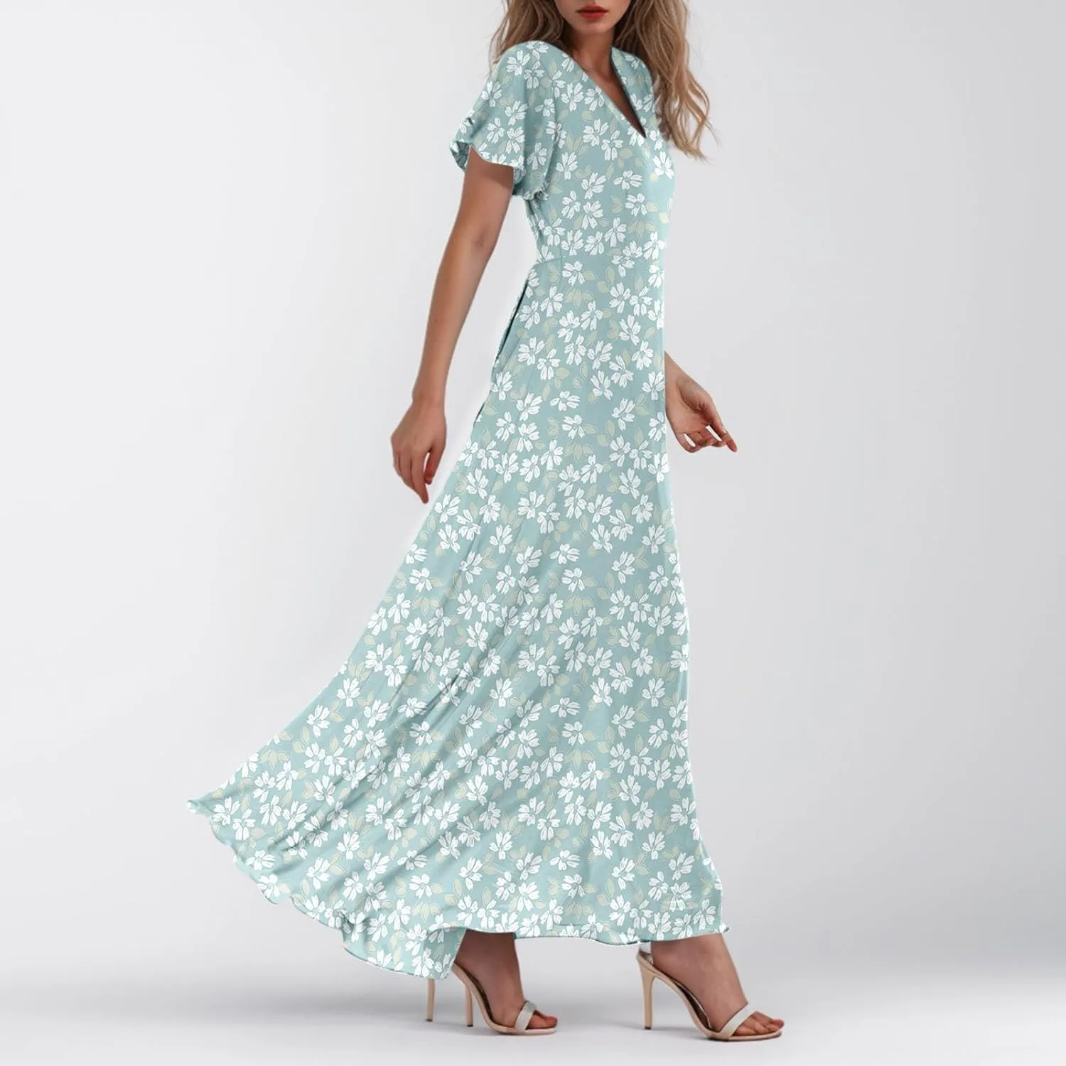 Easter Dress for Women Chiffon Dress Summer Dresses for Women 2025 Swing Swing Flowy Ruffle