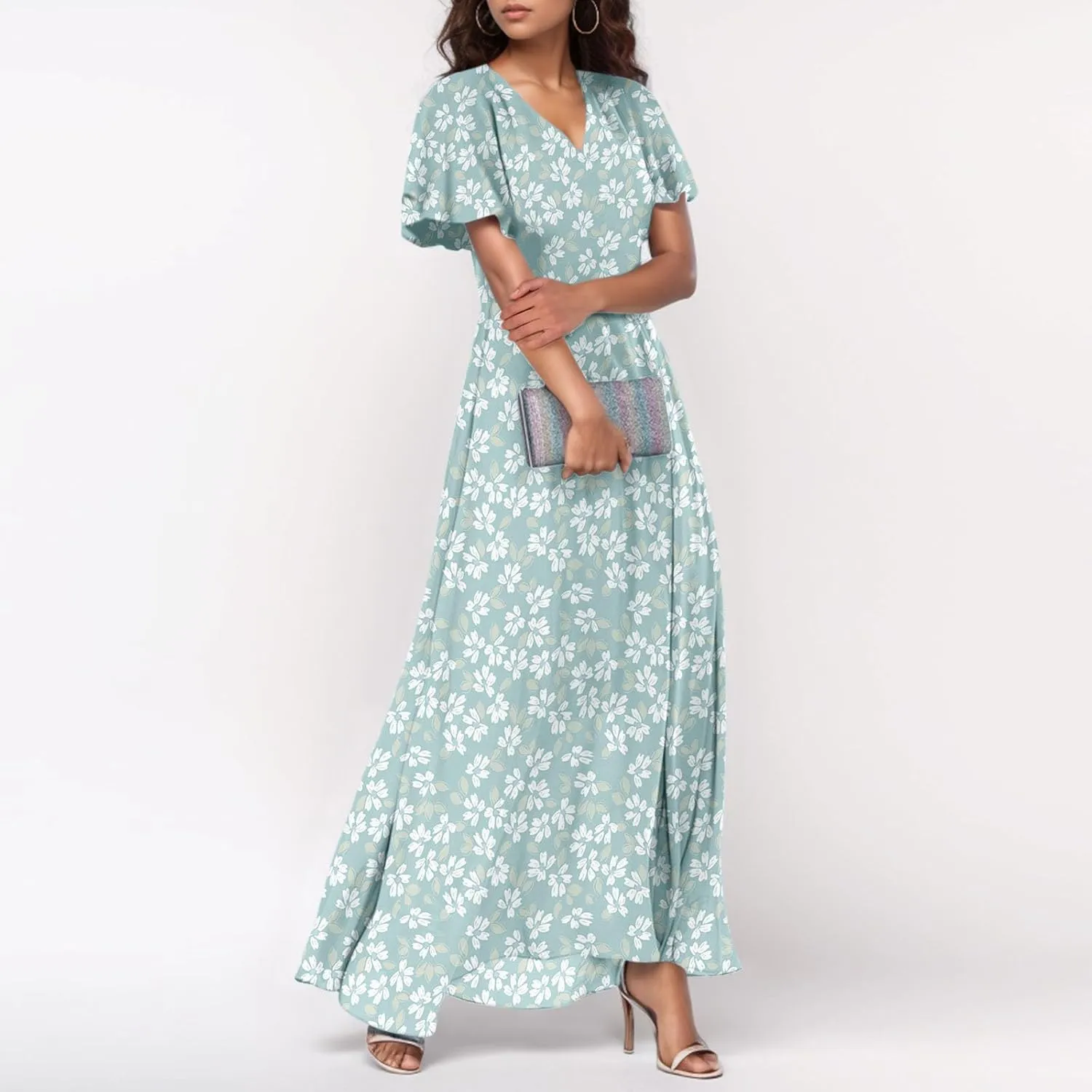 Easter Dress for Women Chiffon Dress Summer Dresses for Women 2025 Swing Swing Flowy Ruffle
