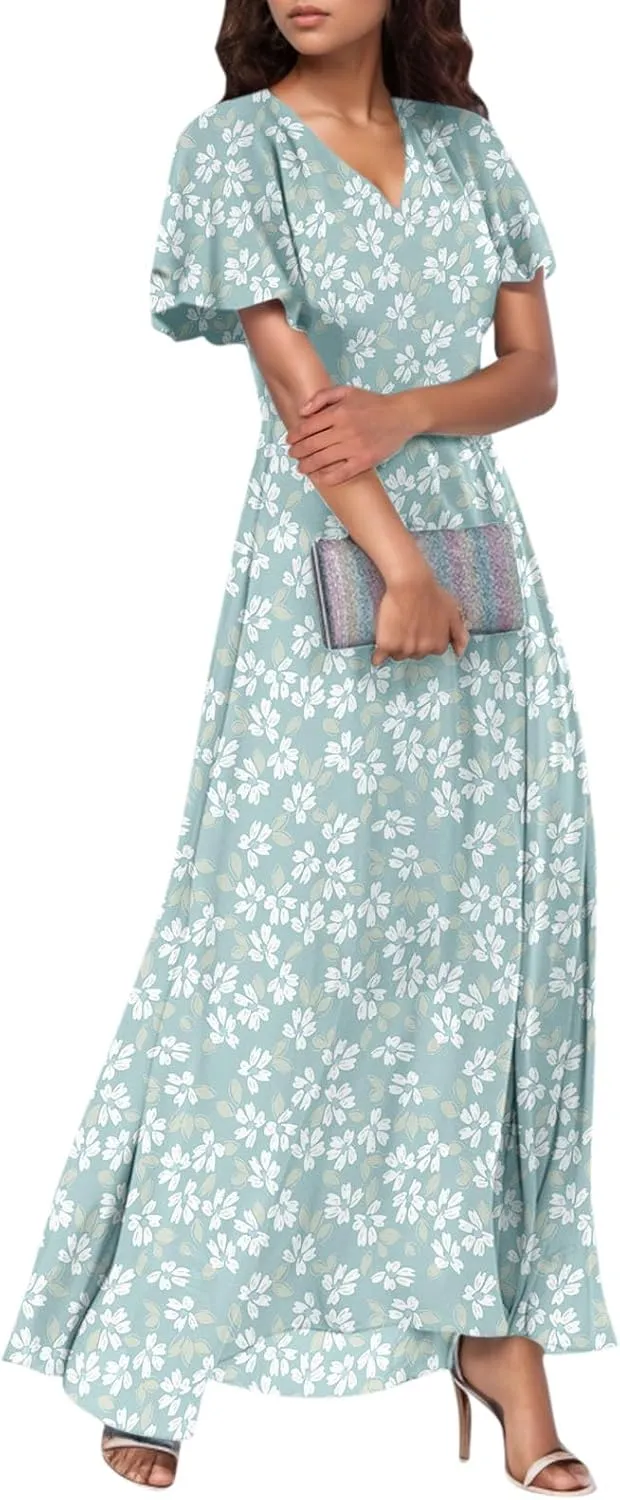 Easter Dress for Women Chiffon Dress Summer Dresses for Women 2025 Swing Swing Flowy Ruffle