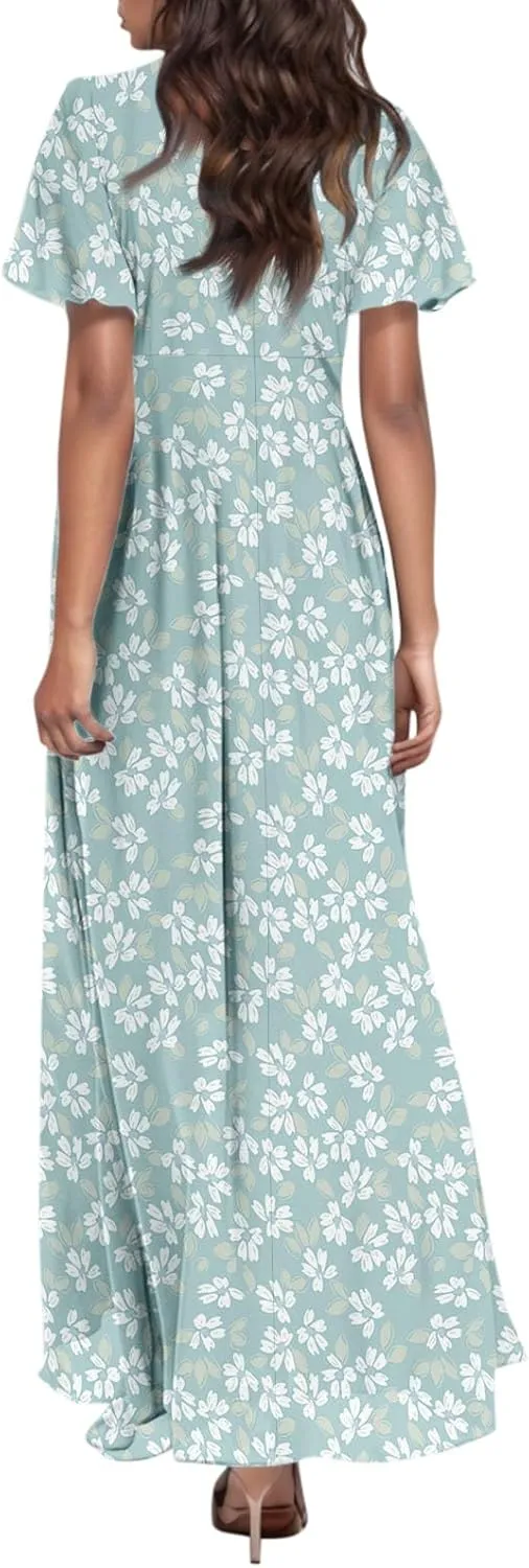 Easter Dress for Women Chiffon Dress Summer Dresses for Women 2025 Swing Swing Flowy Ruffle