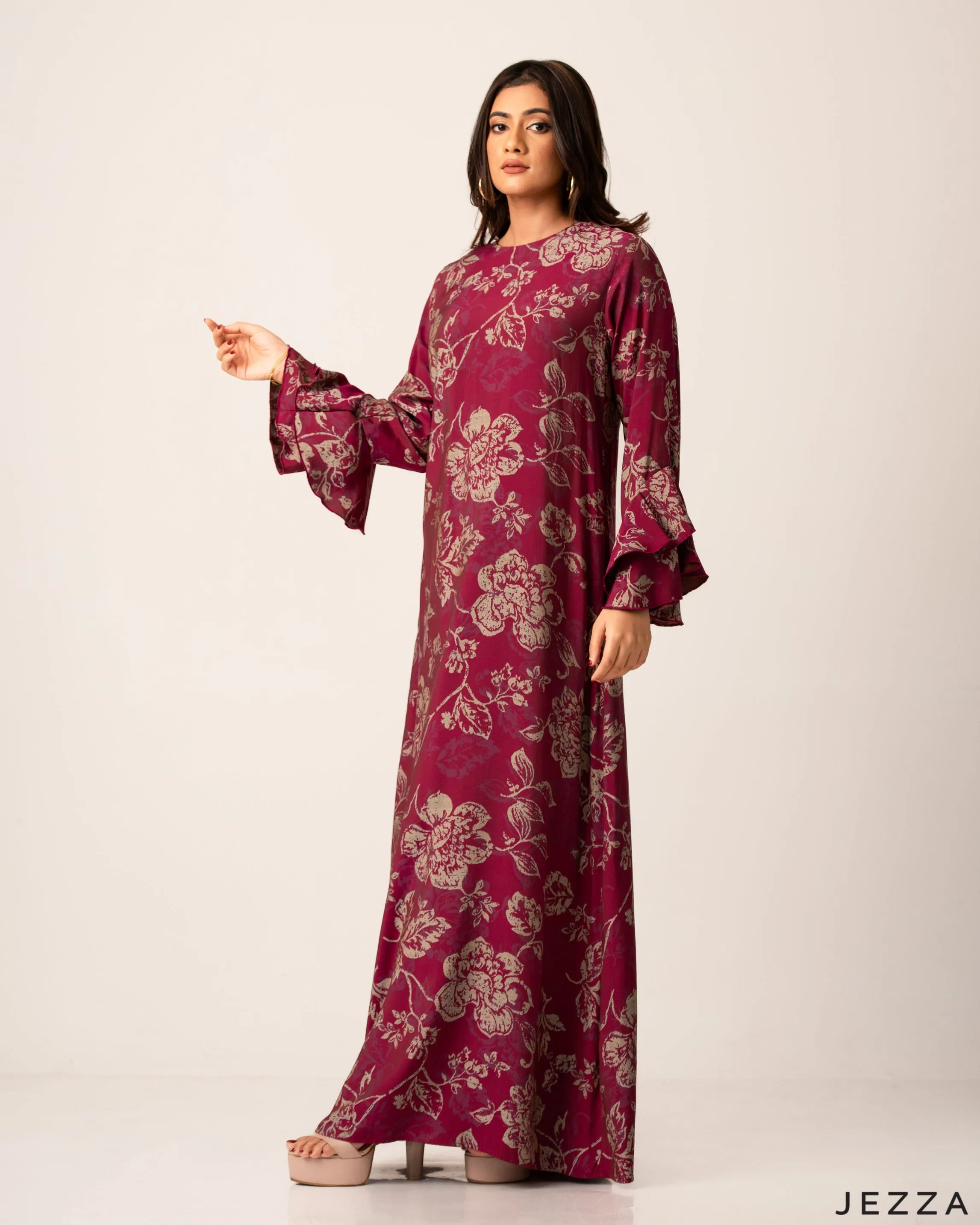 Elegant Printed Polyester A-Line Dress 61272