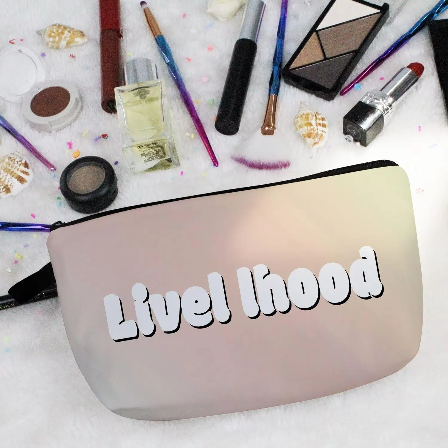 Figure Skating Makeup Bag - Shimmering Organizer Zipper Pouch Cosmetic Bag - Present for Skaters, Fans, Teammates, Coach, Women