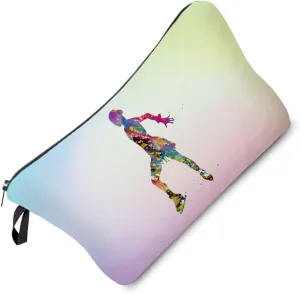 Figure Skating Makeup Bag - Shimmering Organizer Zipper Pouch Cosmetic Bag - Present for Skaters, Fans, Teammates, Coach, Women