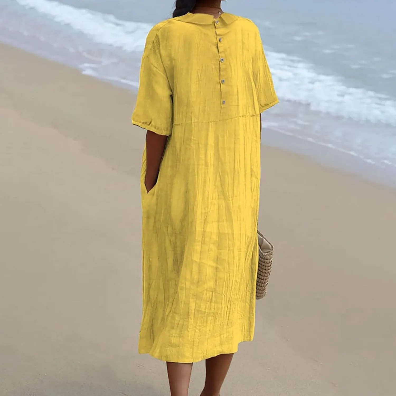 Floral Long Dress for Women Lapel Neck Short Sleeve Midi Dress Plus Size Maxi Dresses Beach Vacation Sundresses