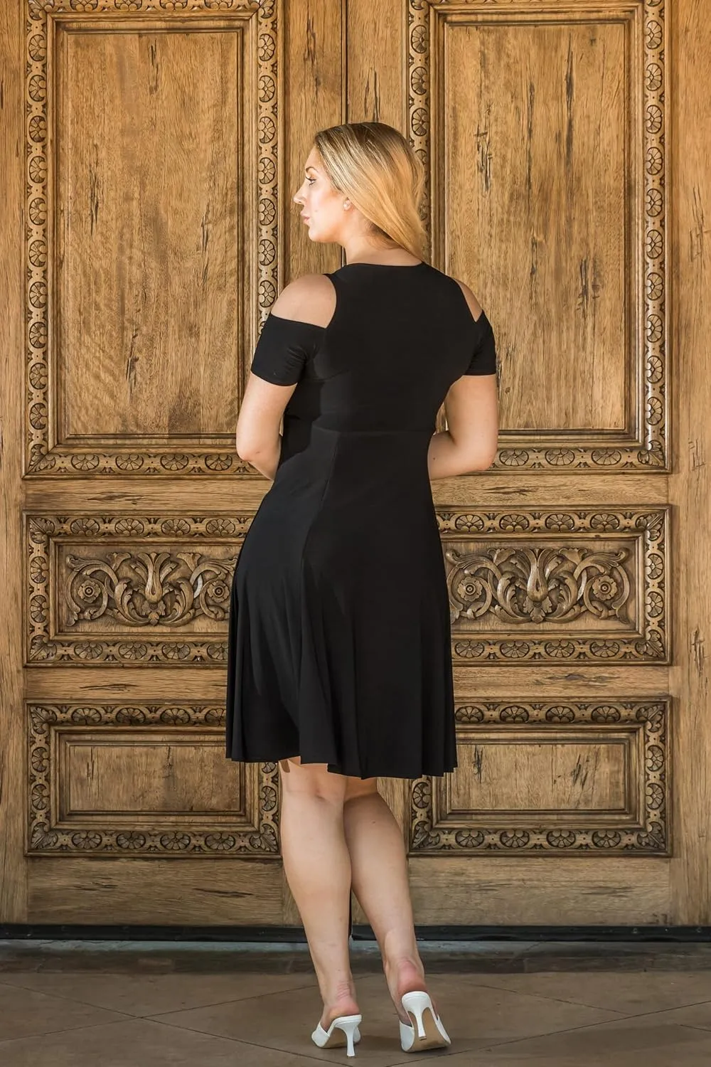 Funfash The Little Black Midi Cocktail Plus Size Dress for Women with an Empire Waist XL 1X 2X 3X