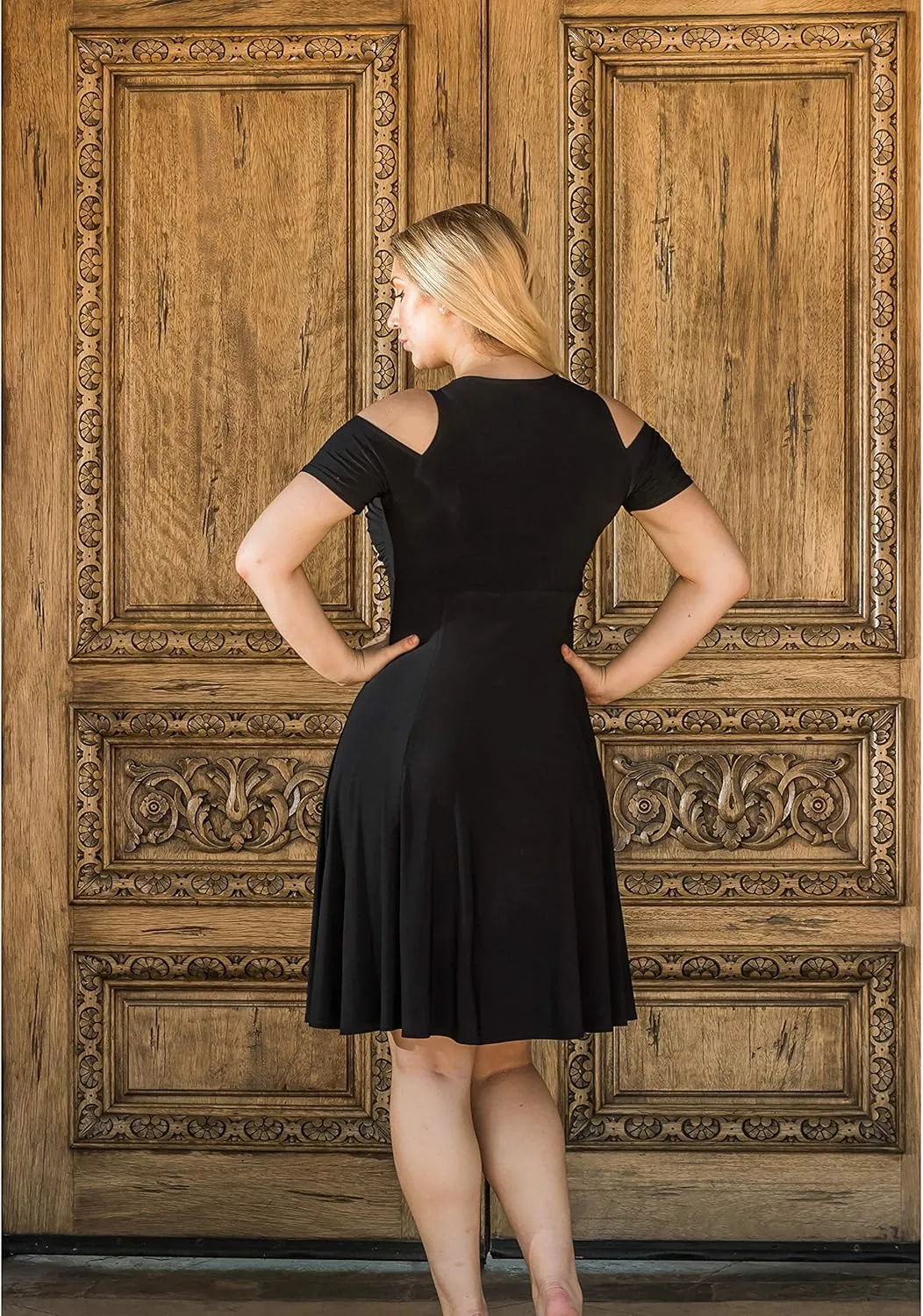Funfash The Little Black Midi Cocktail Plus Size Dress for Women with an Empire Waist XL 1X 2X 3X