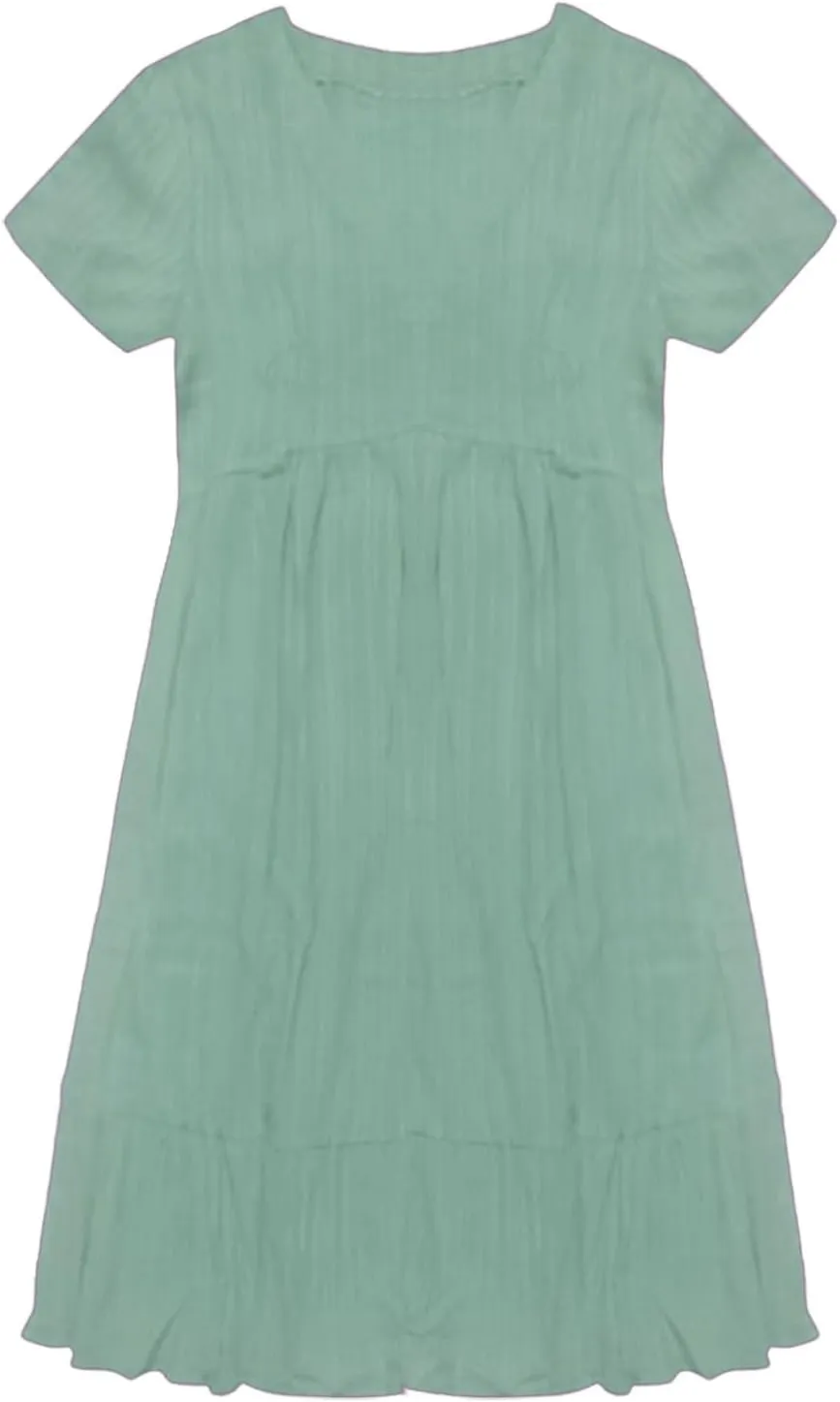 GOKKILRW Womens Summer Dresses Casual Short Sleeve Flowy Maternity Dress Lightweight Going Out Nightgowns Midi Beach Sundress