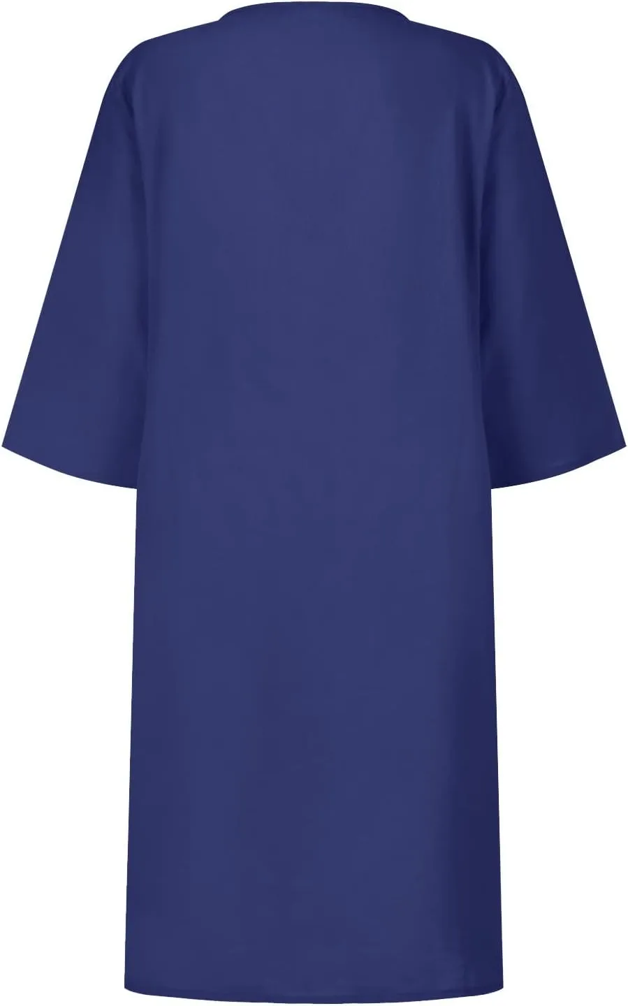 Grandmother of The Bride Dresses Half Sleeve V Neck Cotton Linen Midi Dress Vintage Casual Lightweight T Shirt Dress