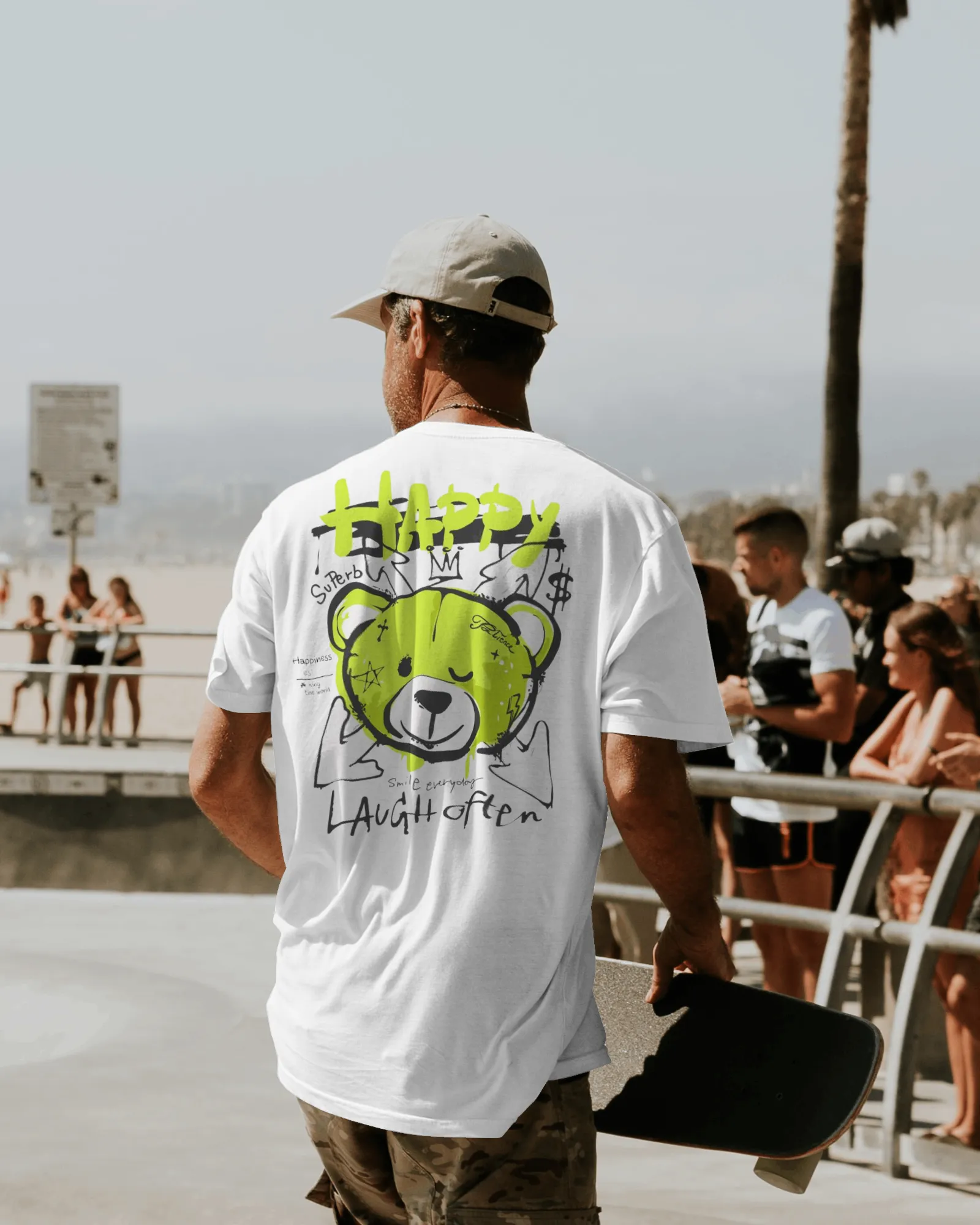 Happy Bear - Gym Oversized T Shirt